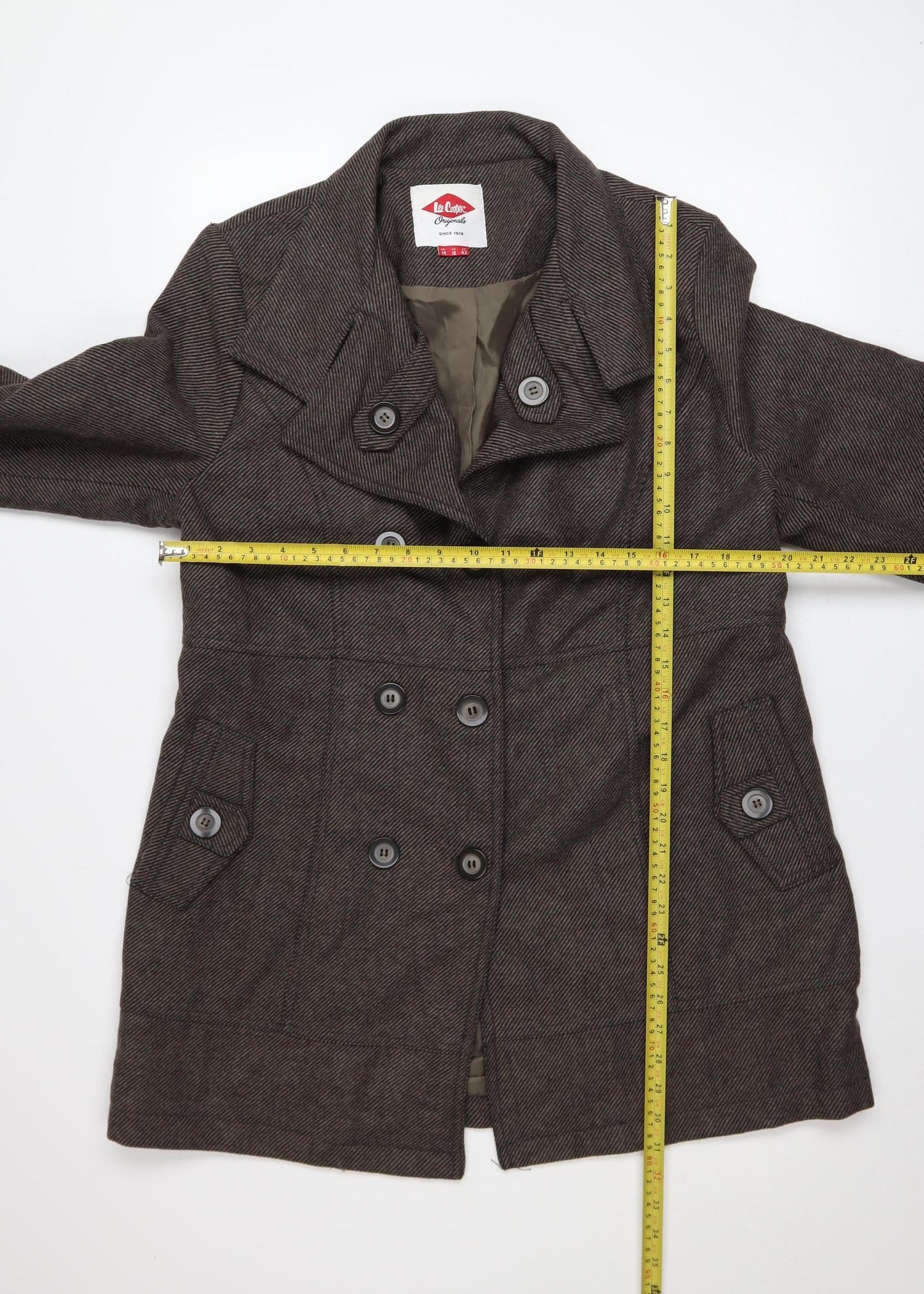 Womens UK Size 14 Lee Cooper Brown Pea Coat