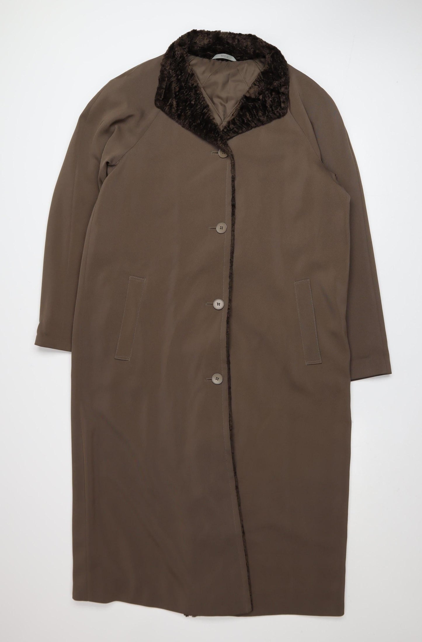 Womens UK Size 12 Marks and Spencer Brown Overcoat