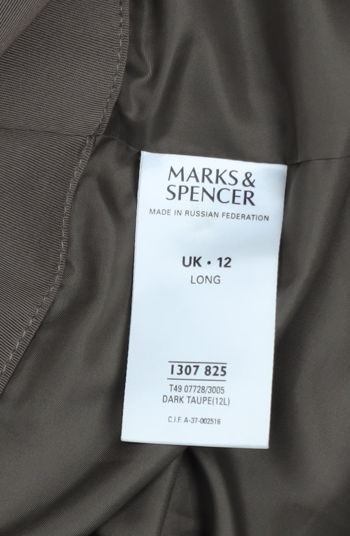 Womens UK Size 12 Marks and Spencer Brown Overcoat