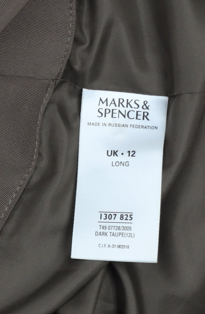 Womens UK Size 12 Marks and Spencer Brown Overcoat