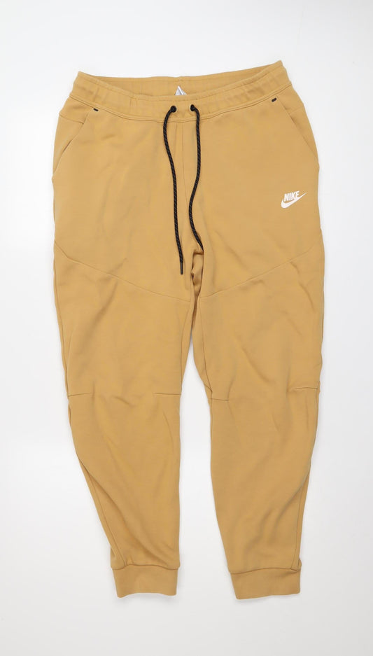 Mens UK Size L Nike Regular Fit Jogger Beige Trousers