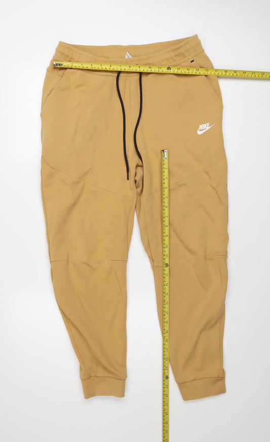 Mens UK Size L Nike Regular Fit Jogger Beige Trousers