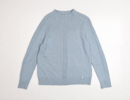 Gollehaug Women Blue Mock Neck Long Sleeve Knit Jumper Size 12