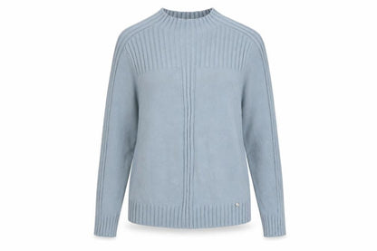 Gollehaug Women Blue Mock Neck Long Sleeve Knit Jumper Size 12