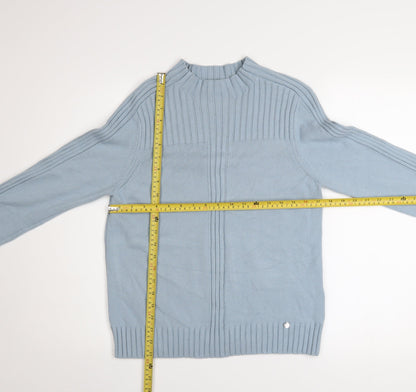 Gollehaug Women Blue Mock Neck Long Sleeve Knit Jumper Size 12
