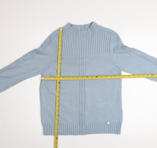 Gollehaug Women Blue Mock Neck Long Sleeve Knit Jumper Size 12