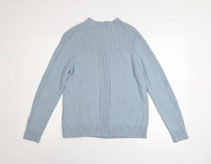Gollehaug Women Blue Mock Neck Long Sleeve Knit Jumper Size 12