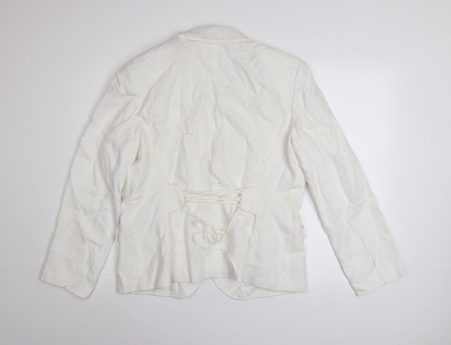 Marks and Spencer Per Una White Linen Cotton Blazer Women’s Size 18