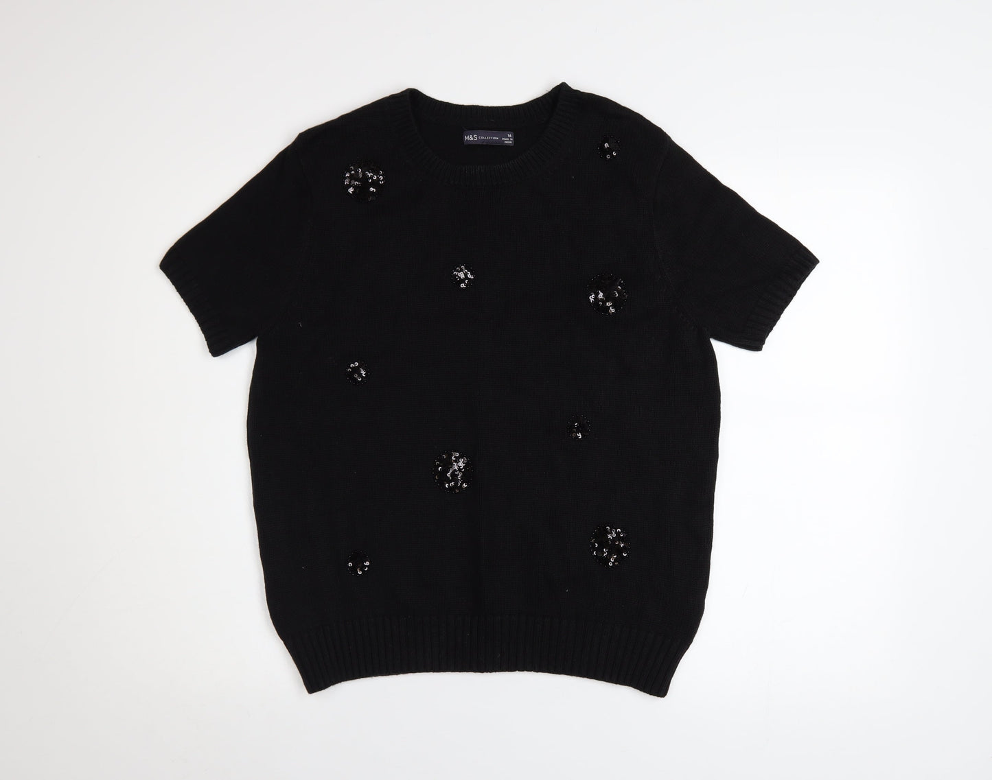 Womens UK Size 16 Marks and Spencer Black Basic T-Shirt