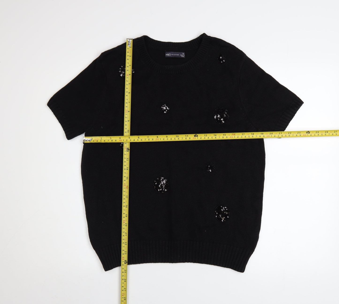 Womens UK Size 16 Marks and Spencer Black Basic T-Shirt