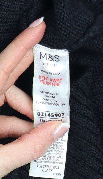 Womens UK Size 16 Marks and Spencer Black Basic T-Shirt