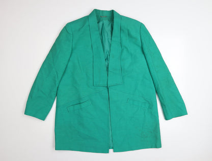 Julius Womens Green Linen Mid-Length Blazer Jacket Size 12