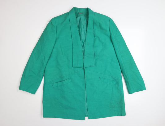 Julius Womens Green Linen Mid-Length Blazer Jacket Size 12