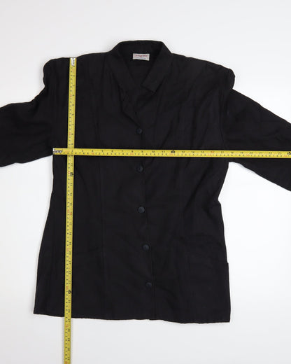 YOU-NO Women's Black Size 14 Vintage Cotton Blend Blazer
