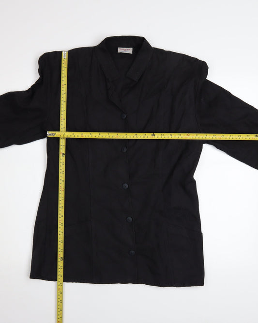 YOU-NO Women's Black Size 14 Vintage Cotton Blend Blazer
