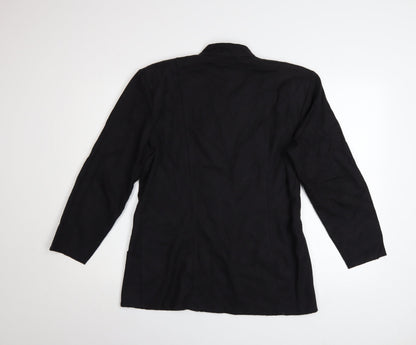 YOU-NO Women's Black Size 14 Vintage Cotton Blend Blazer