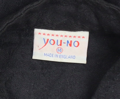 YOU-NO Women's Black Size 14 Vintage Cotton Blend Blazer