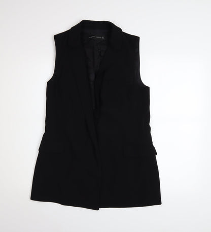 Zara Woman Black Sleeveless Waistcoat Size S Smart Lined Workwear