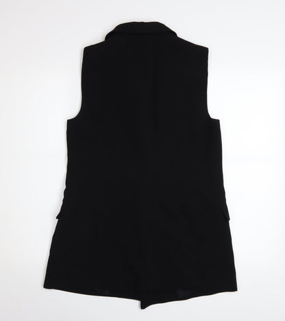 Zara Woman Black Sleeveless Waistcoat Size S Smart Lined Workwear