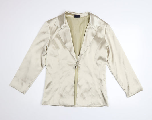 Pilot Women’s Ivory Satin Slim Fit Tie Front Blazer Size 12
