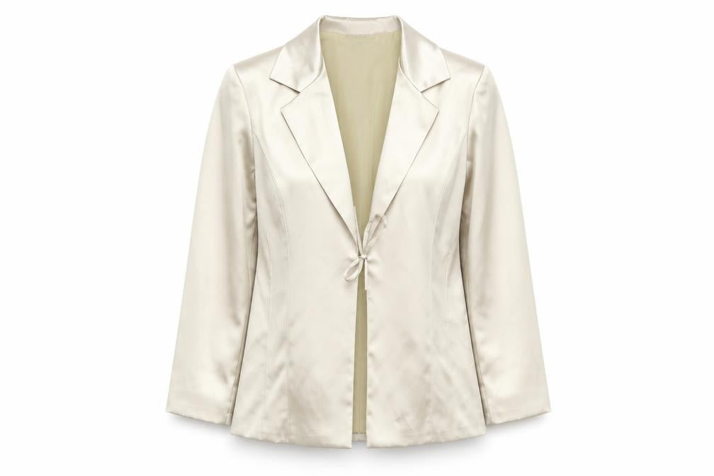 Pilot Women’s Ivory Satin Slim Fit Tie Front Blazer Size 12