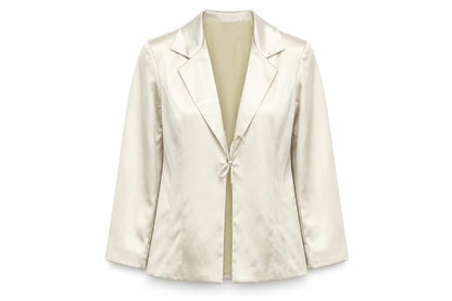 Pilot Women’s Ivory Satin Slim Fit Tie Front Blazer Size 12