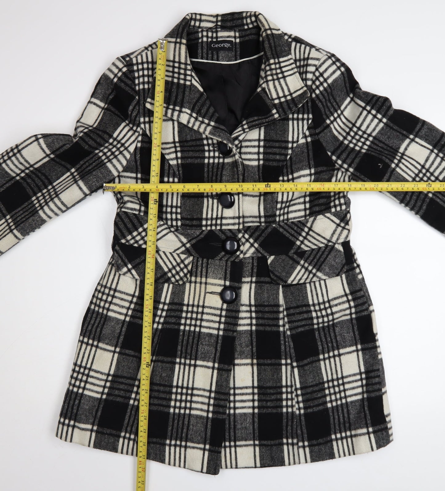 Womens UK Size 14 George Black Overcoat