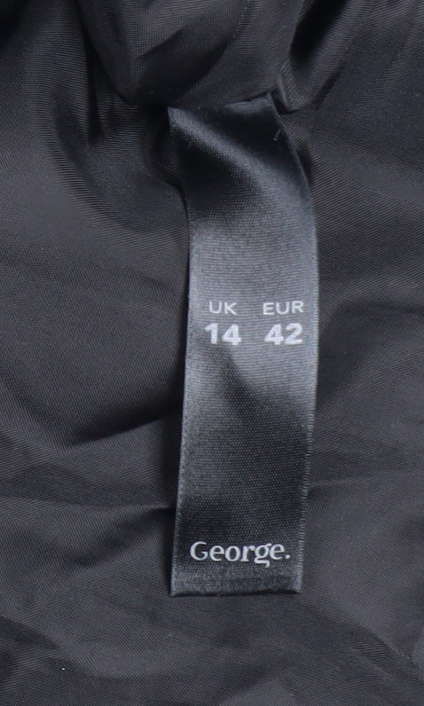 Womens UK Size 14 George Black Overcoat