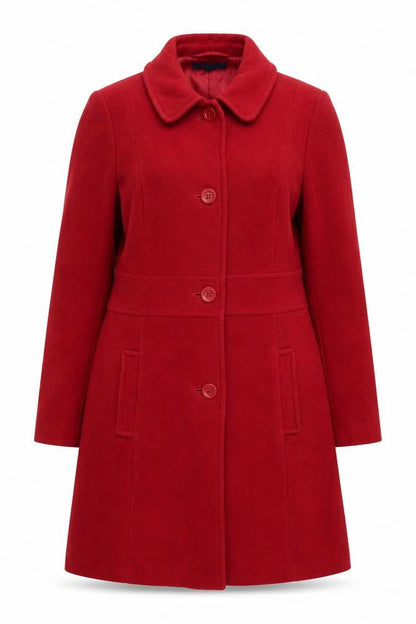 Debenhams Women Red Wool Long Overcoat Size 14