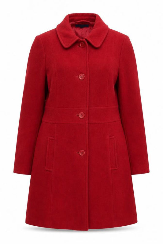 Debenhams Women Red Wool Long Overcoat Size 14