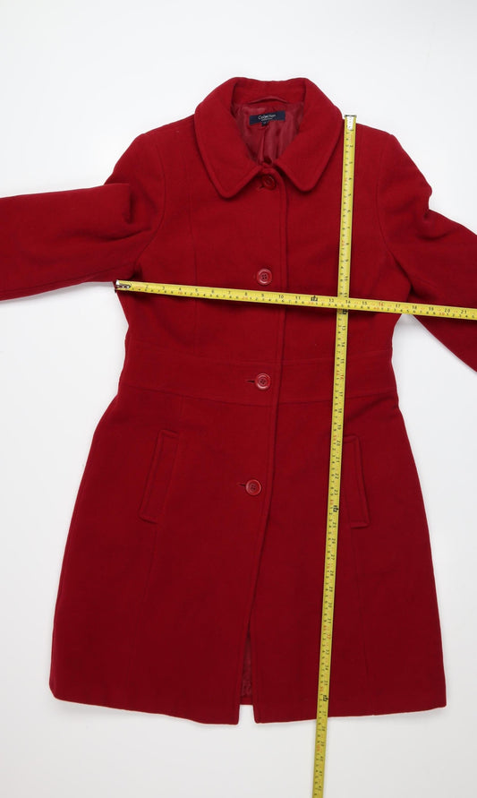 Debenhams Women Red Wool Long Overcoat Size 14