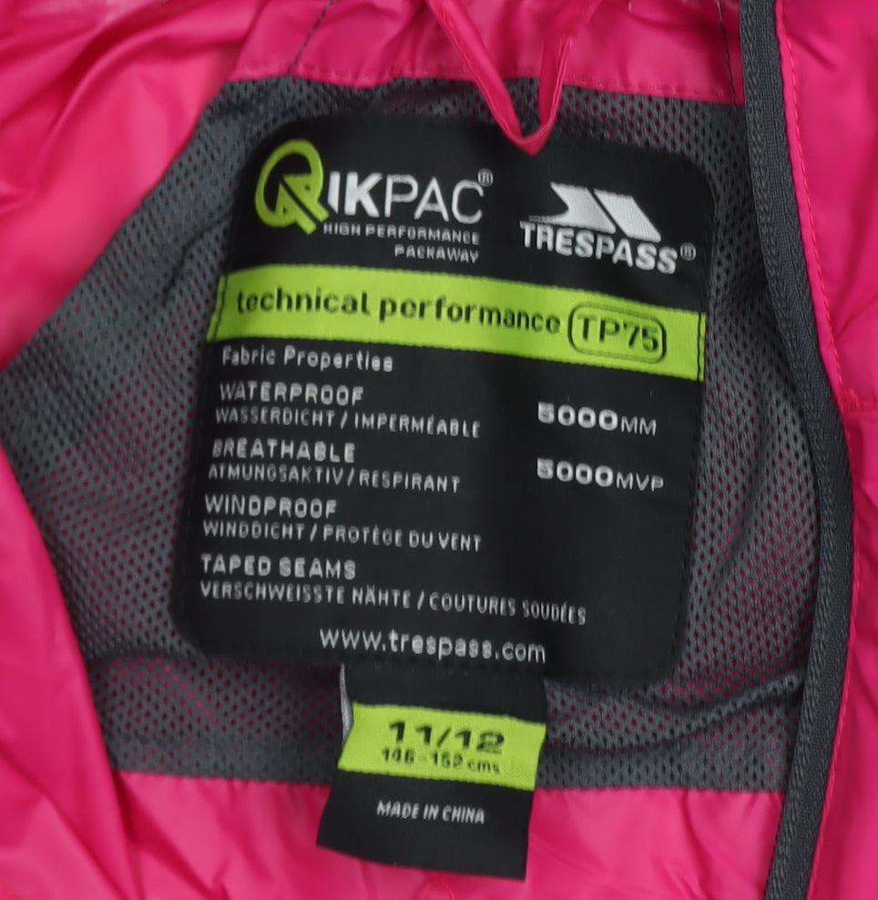 Girls UK Size 11-12 Years Trespass Pink Rain Coat