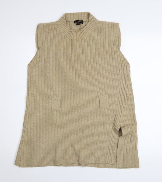 Womens UK Size M QED London Beige Vest Jumper