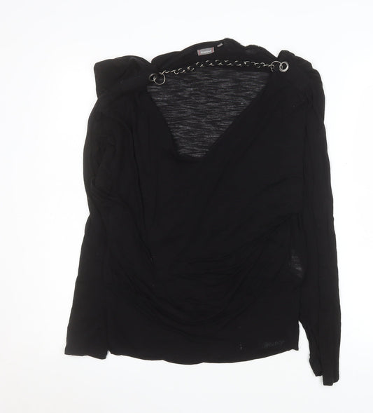 Womens UK Size M Firetrap Black Wrap Blouse