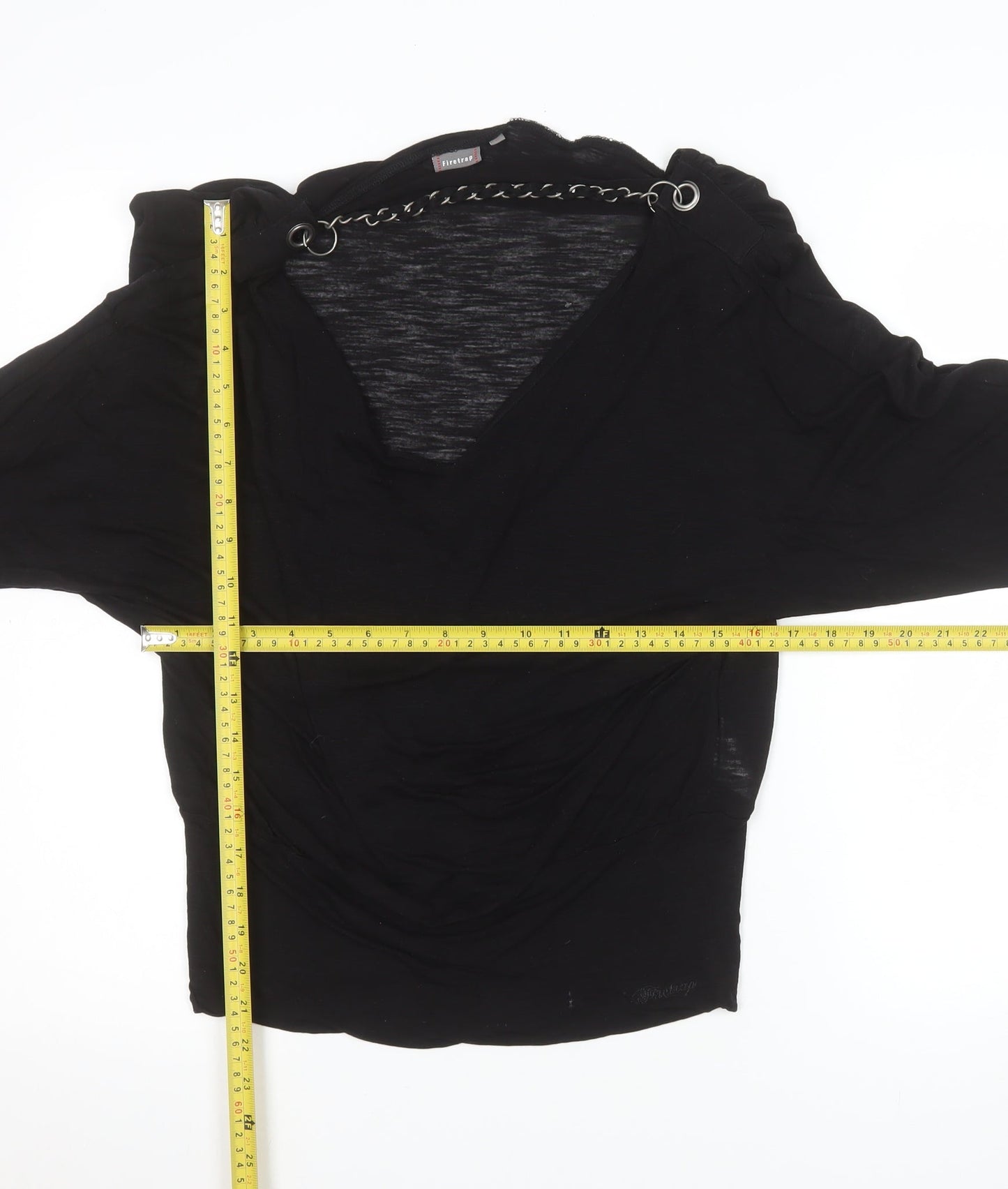 Womens UK Size M Firetrap Black Wrap Blouse
