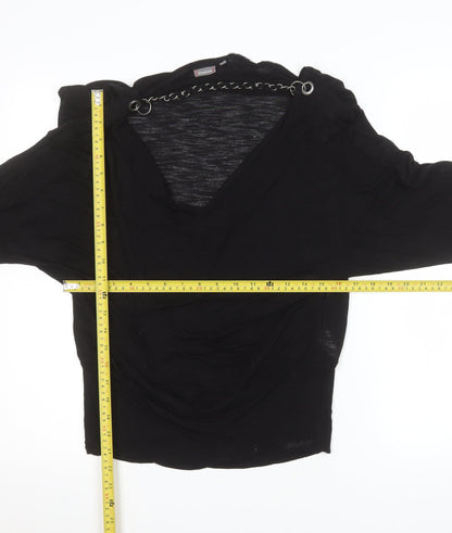 Womens UK Size M Firetrap Black Wrap Blouse
