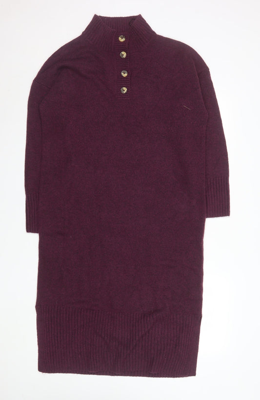 Nutmeg Women’s Purple Jumper Dress Size 12-14 High Neck Knit