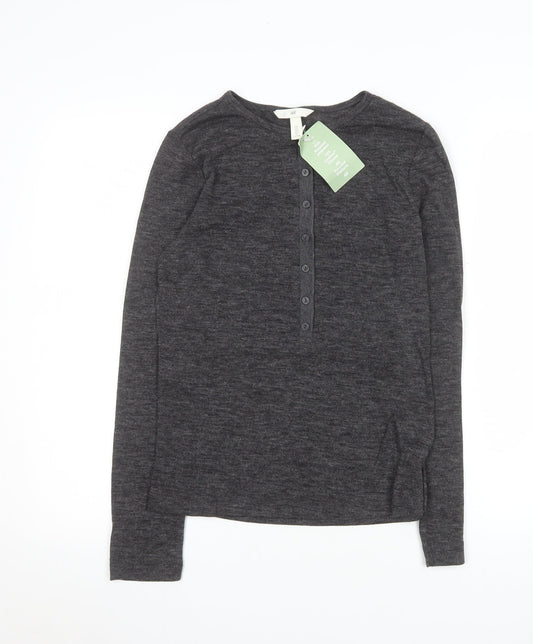 Womens UK Size L H&M Grey Basic Button-Up