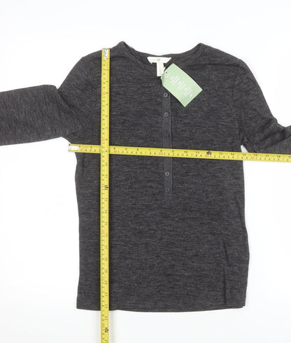 Womens UK Size L H&M Grey Basic Button-Up