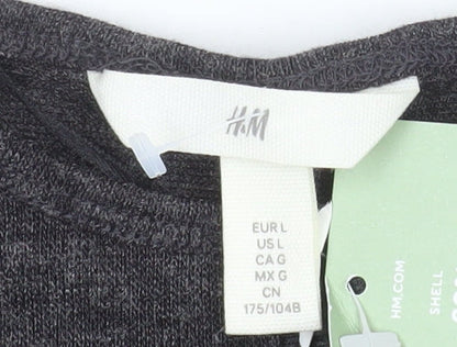Womens UK Size L H&M Grey Basic Button-Up