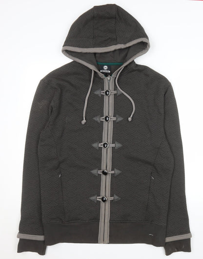 JINX Mens Grey Hooded Button Jacket Medium Cotton Blend Casual Coat