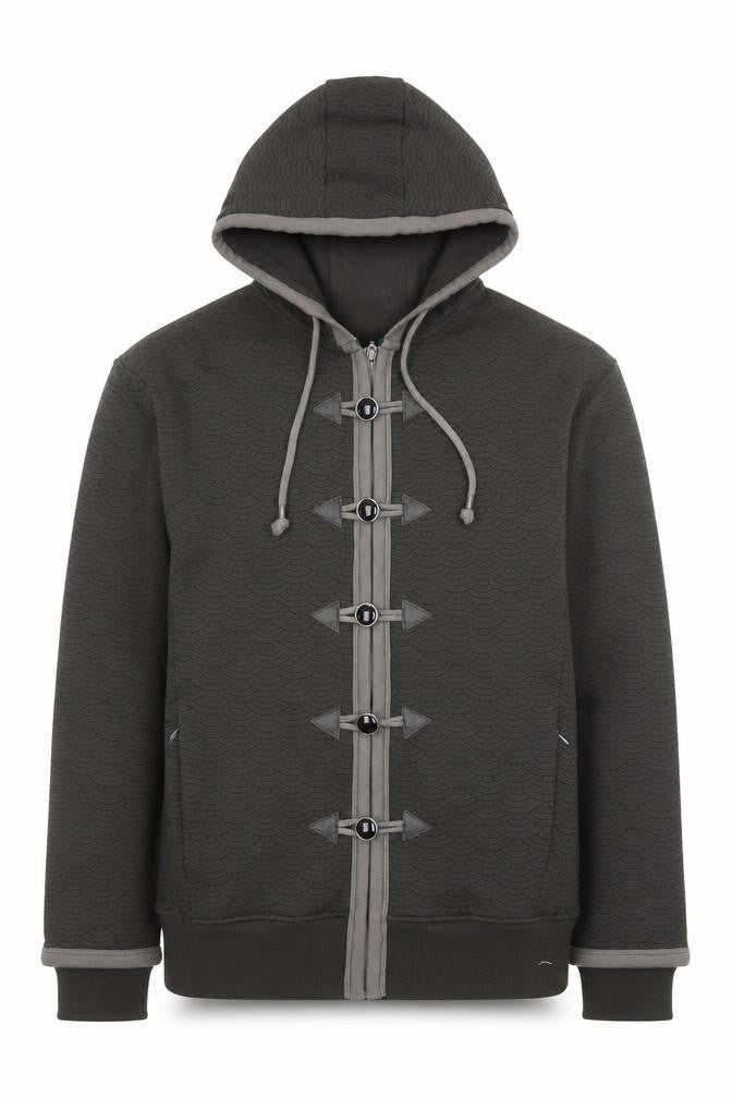 JINX Mens Grey Hooded Button Jacket Medium Cotton Blend Casual Coat