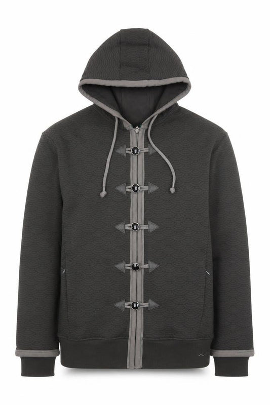 JINX Mens Grey Hooded Button Jacket Medium Cotton Blend Casual Coat