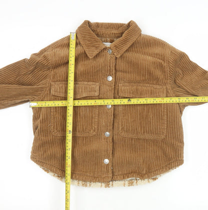 ZARA Girls Brown Corduroy Sherpa Lined Shirt Jacket 9-10 Years