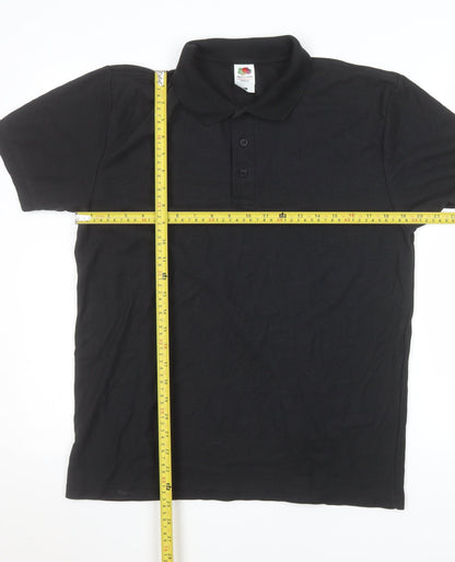 Fruit of the Loom Men's Black L Polo Shirt Cotton Blend