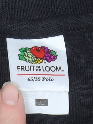 Fruit of the Loom Men's Black L Polo Shirt Cotton Blend