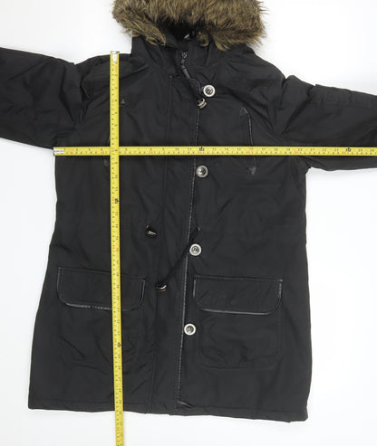 Womens UK Size 12 Fluid Black Parka Coat