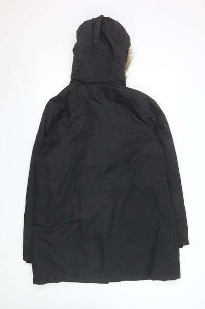 Womens UK Size 12 Fluid Black Parka Coat