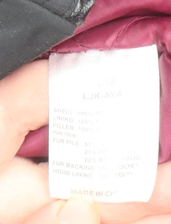 Womens UK Size 12 Fluid Black Parka Coat