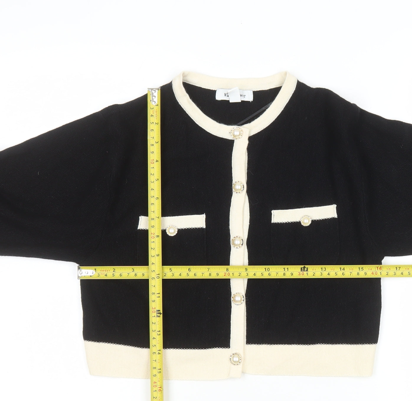 Womens UK Size S Wild Flower Black Cardigan Jumper
